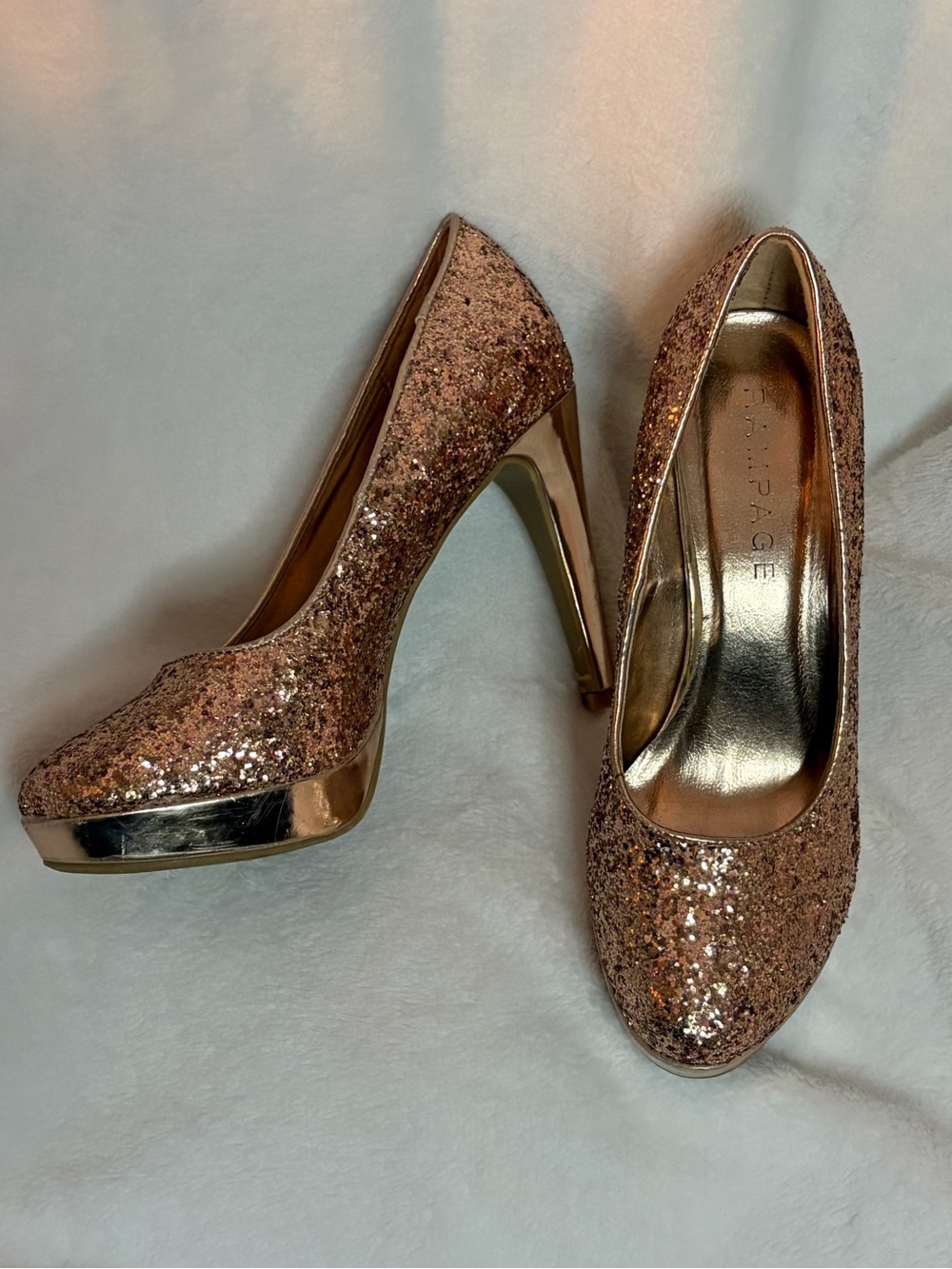 Gold Glitter Platform Heels - Vintage Rampage Y2K - Women's size 8